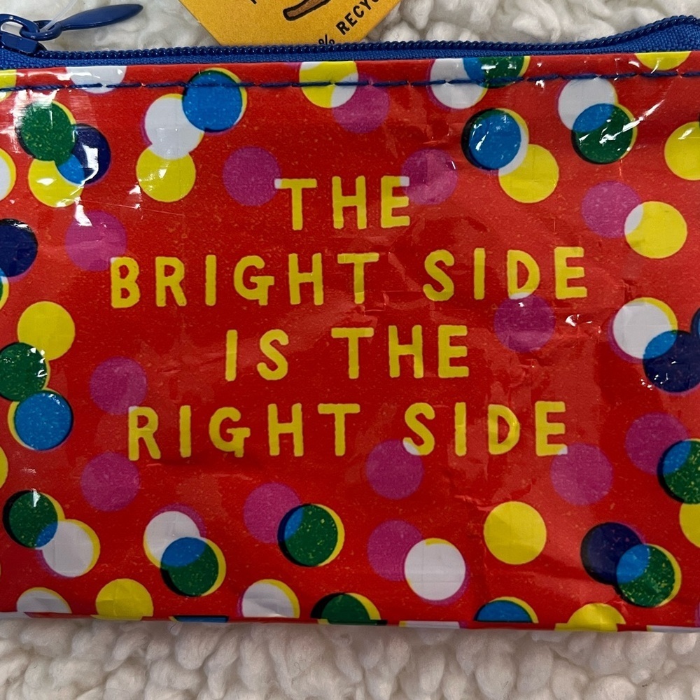 Blue Q "The Bright Side Is The Right Side" Coin Purse Storage Bag - Picture 2 of 4